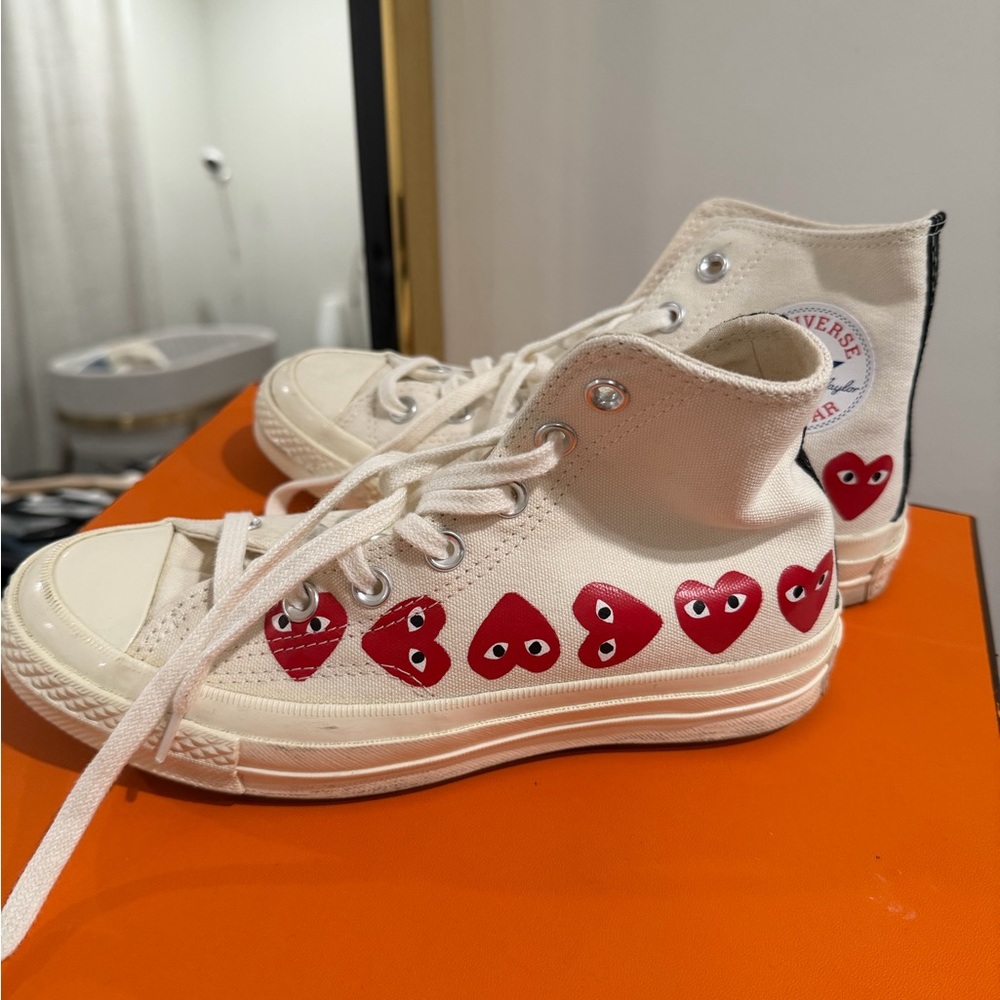Converse Canvas Sneakers with Red Heart Accent